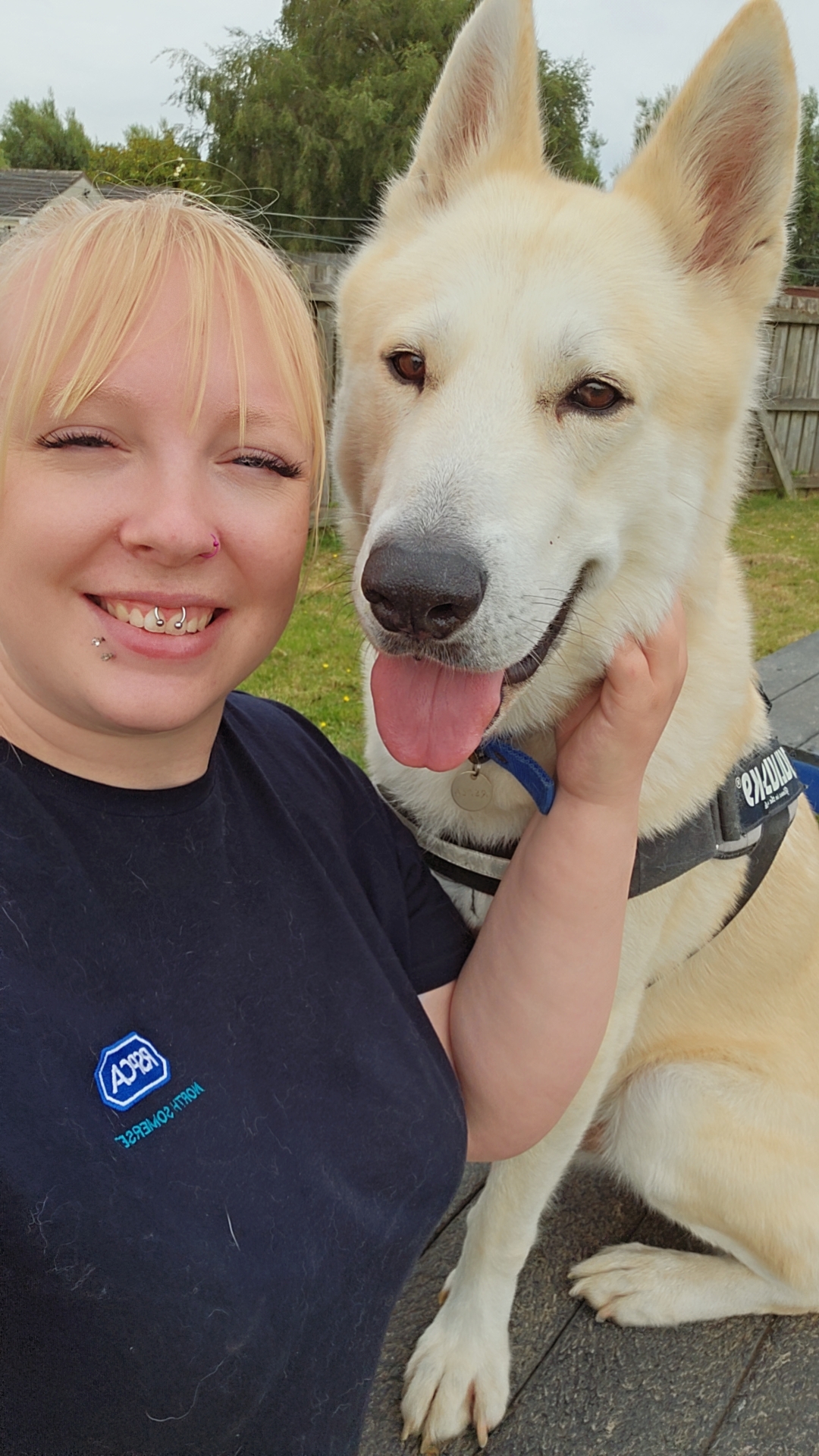 Hannah with a dog.