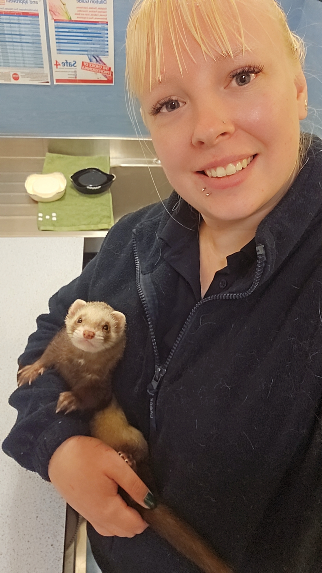 Hannah with Ernest the Ferret
