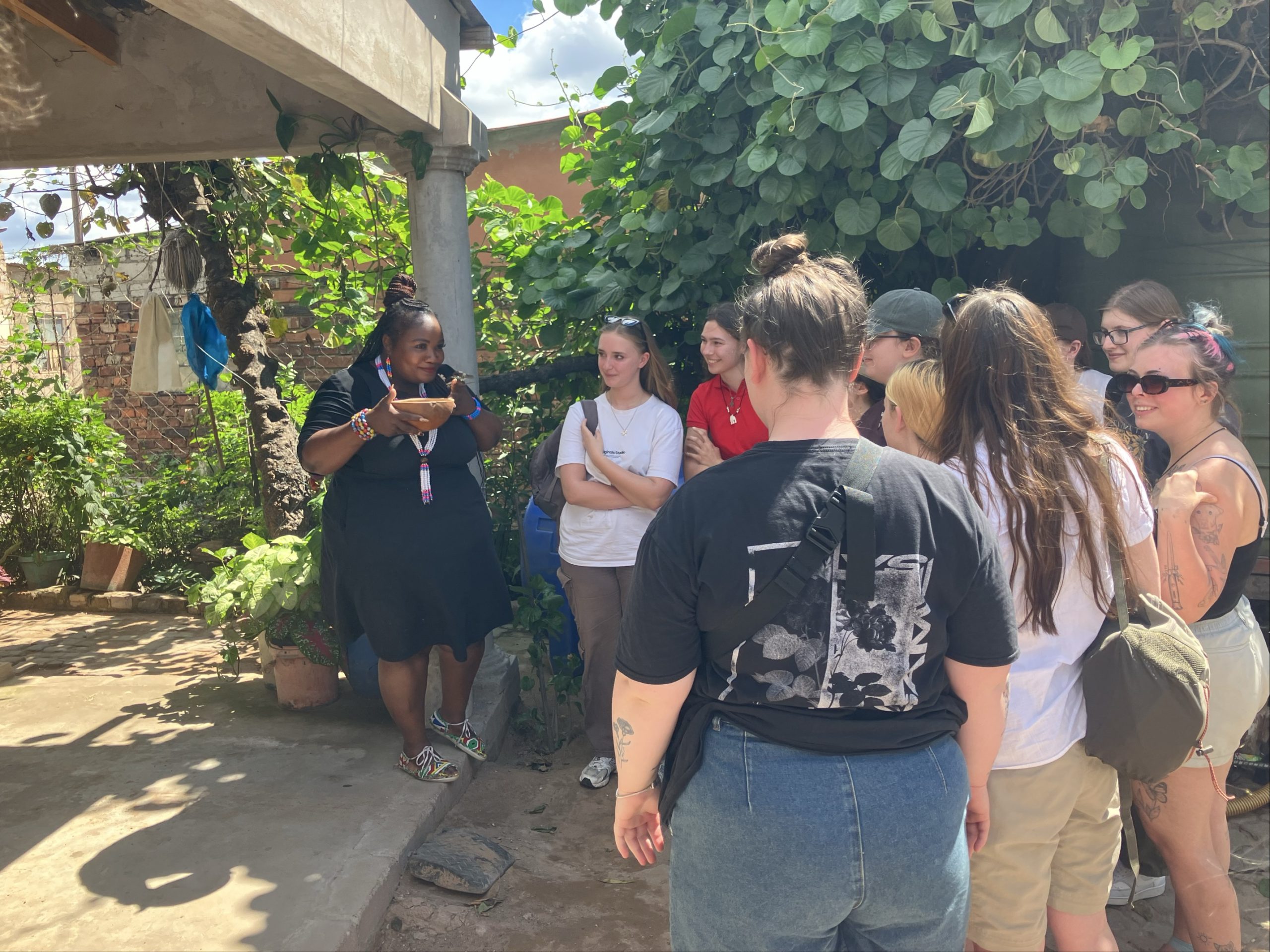 Students learning about South African culture