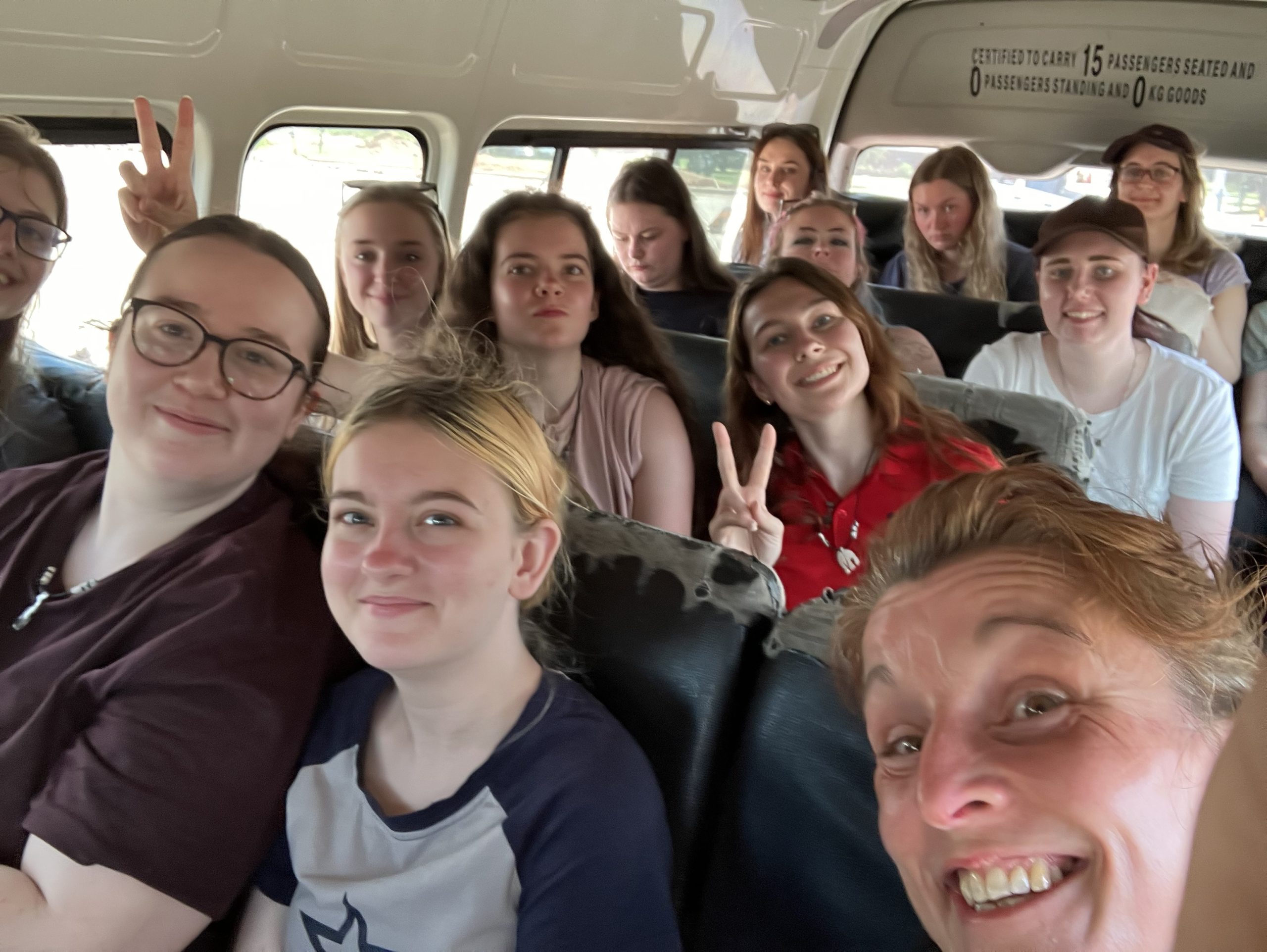 Students in the minivan