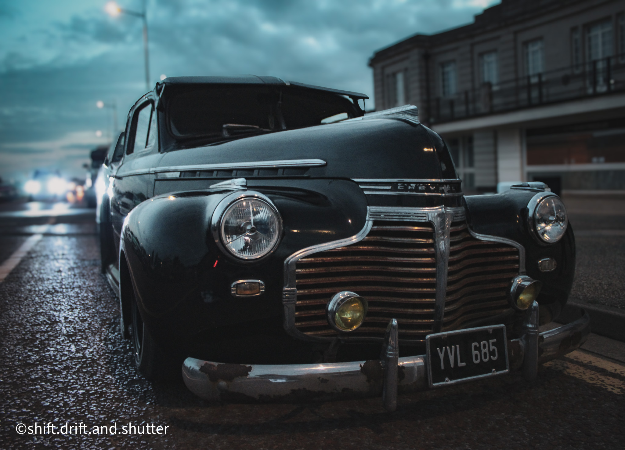 A car on the seafront