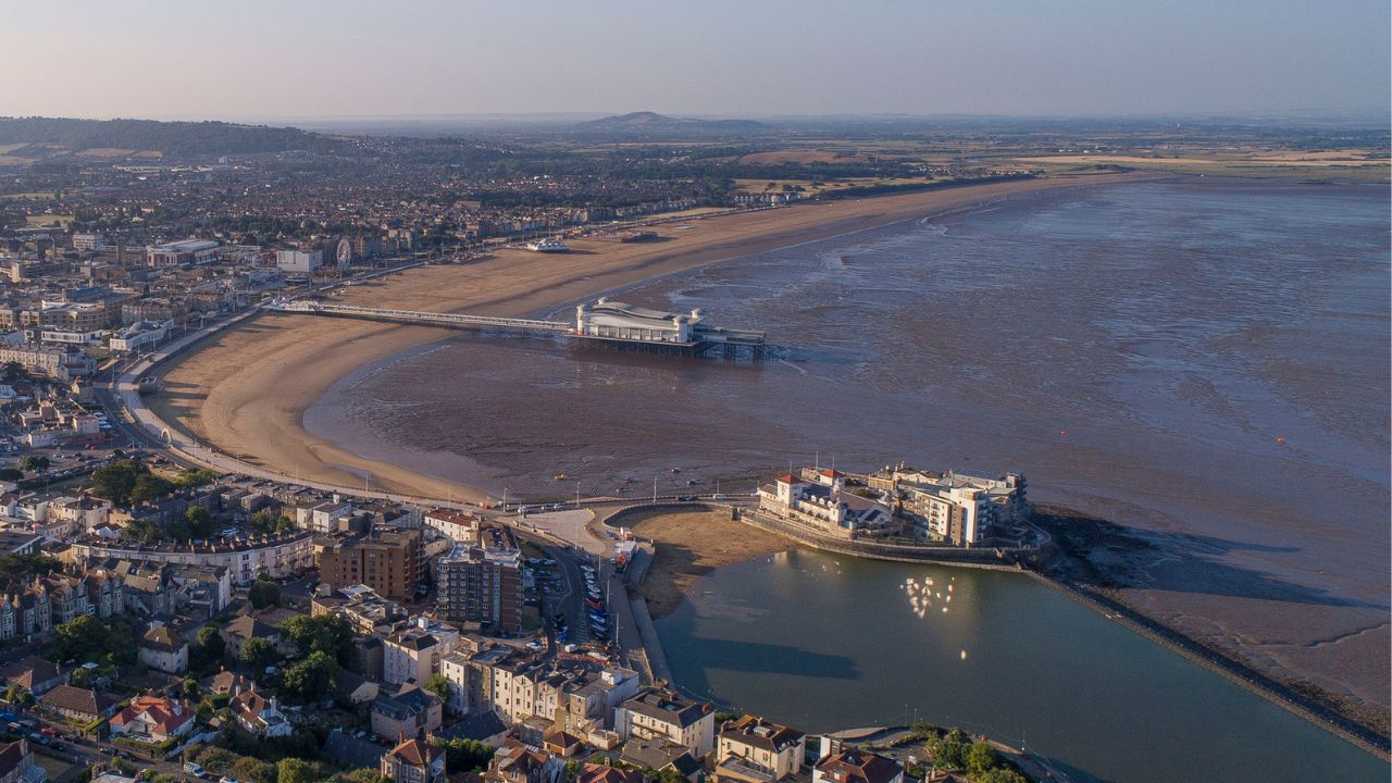Drone photo of Weston-super-Mare including weston grand pier weston college university centre weston top university centre somerset degree near you with best higher education courses in weston-super-mare near bristol and bridgwater