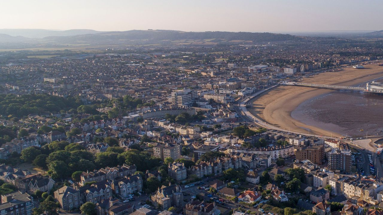 Drone photo of Weston-super-Mare including weston grand pier weston college university centre weston top university centre somerset degree near you with best higher education courses in weston-super-mare near bristol and bridgwater