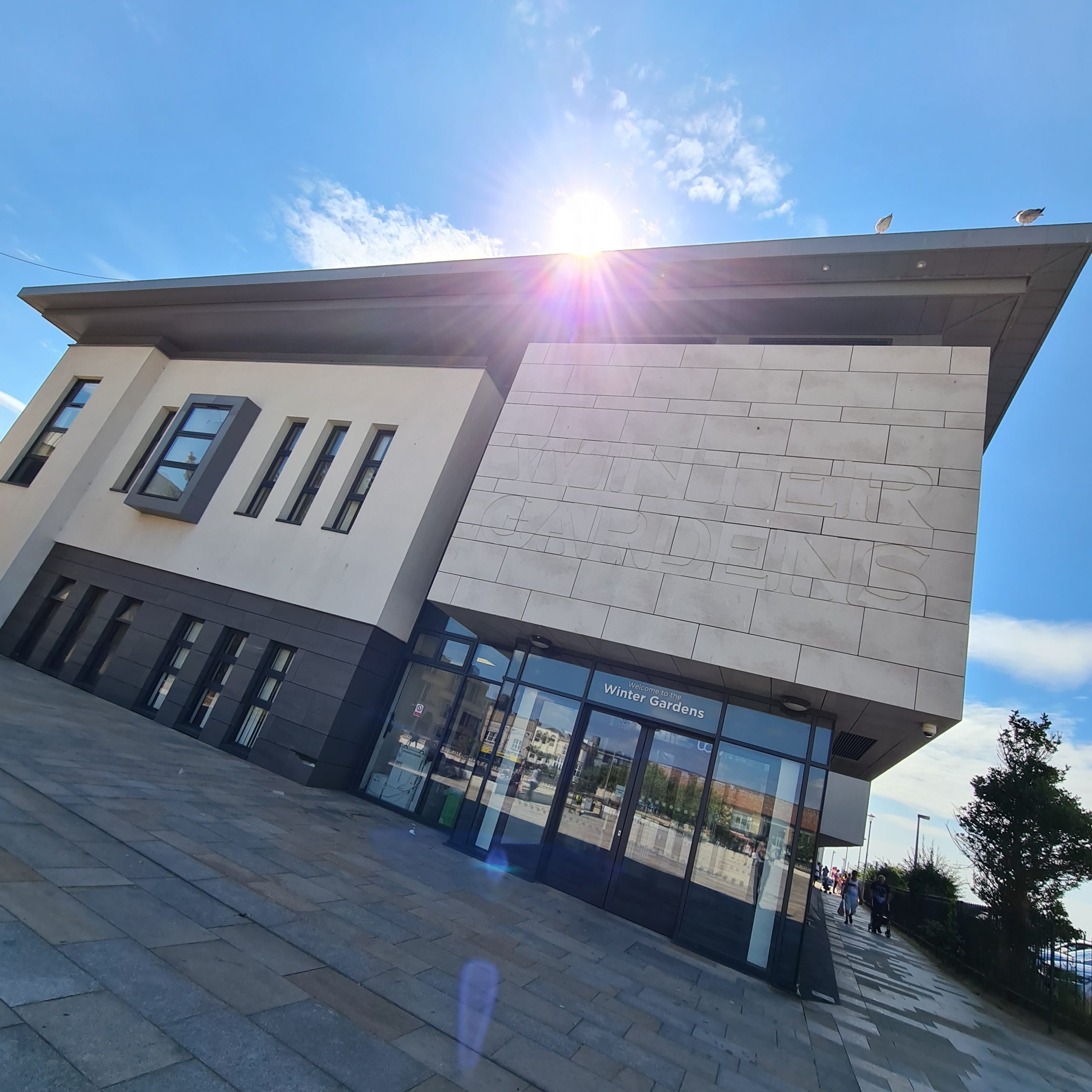 The Winter Gardens Campus with blue sunny sky in weston super mare somerset