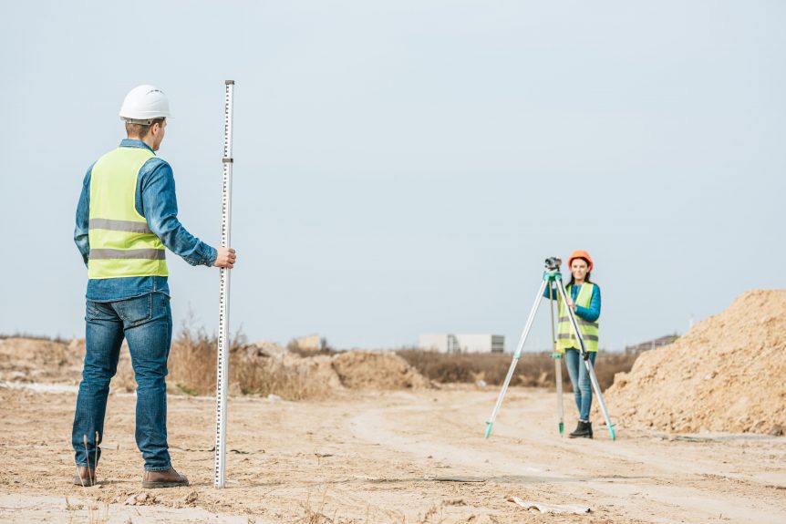surveyors using digital level