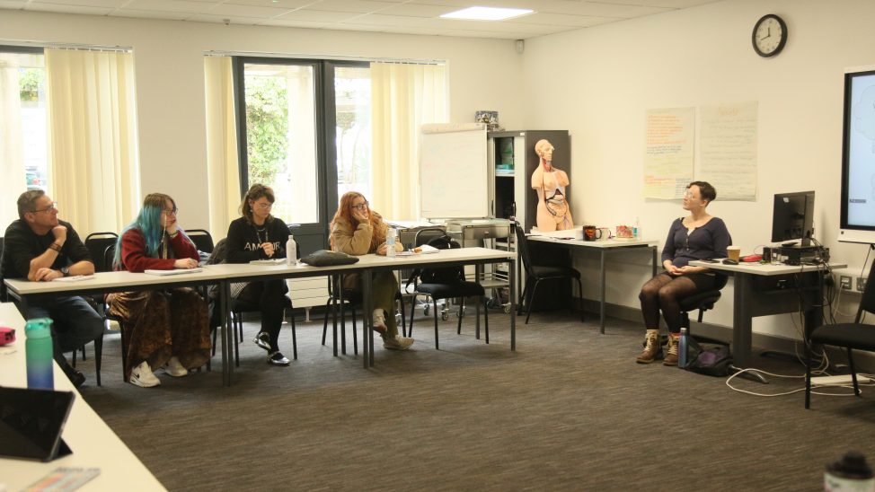 Lollie delivering the guest lecture.