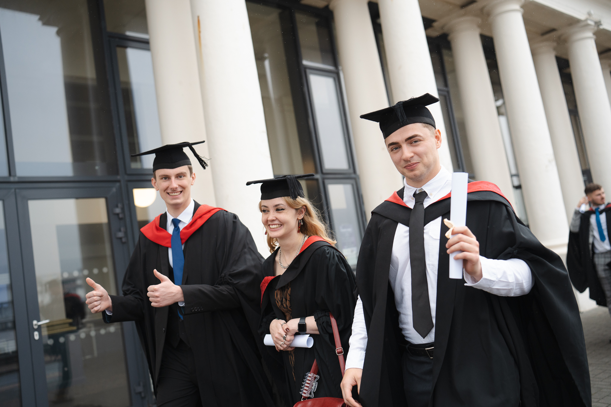 Students leaving graduation ceremony