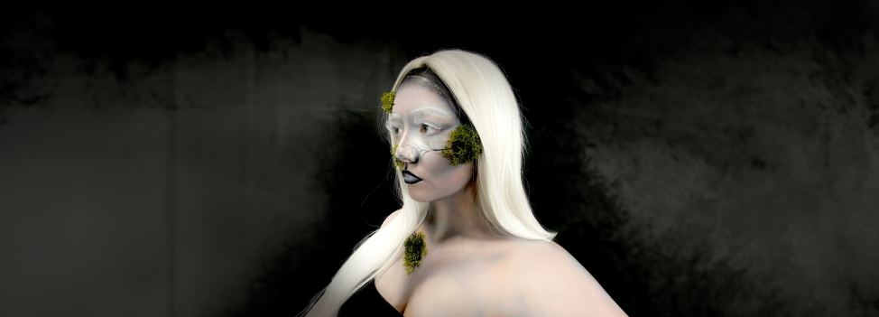 a girl with artistic makeup on