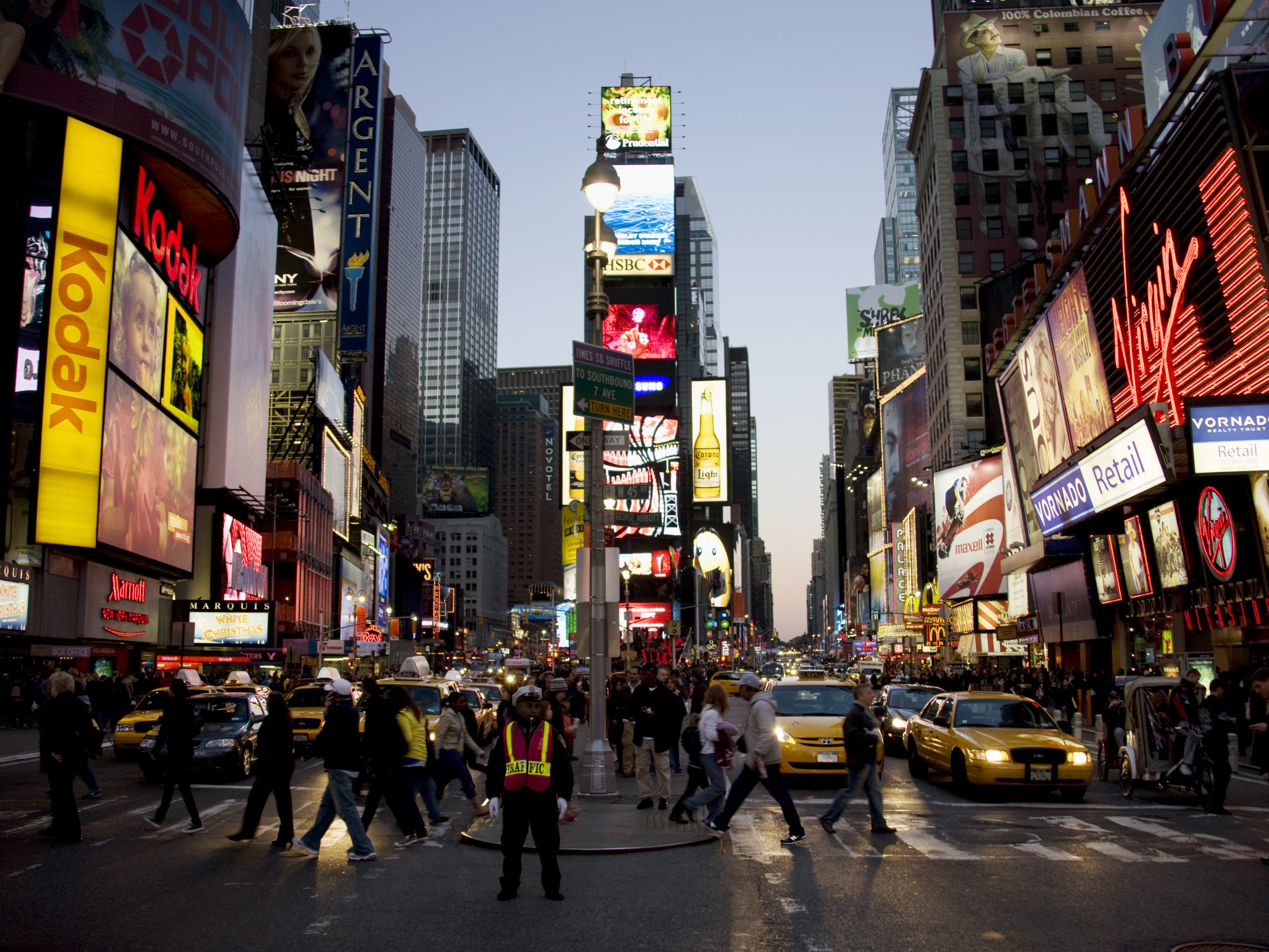 Times Square in New York City, near the Broadway Dance Center