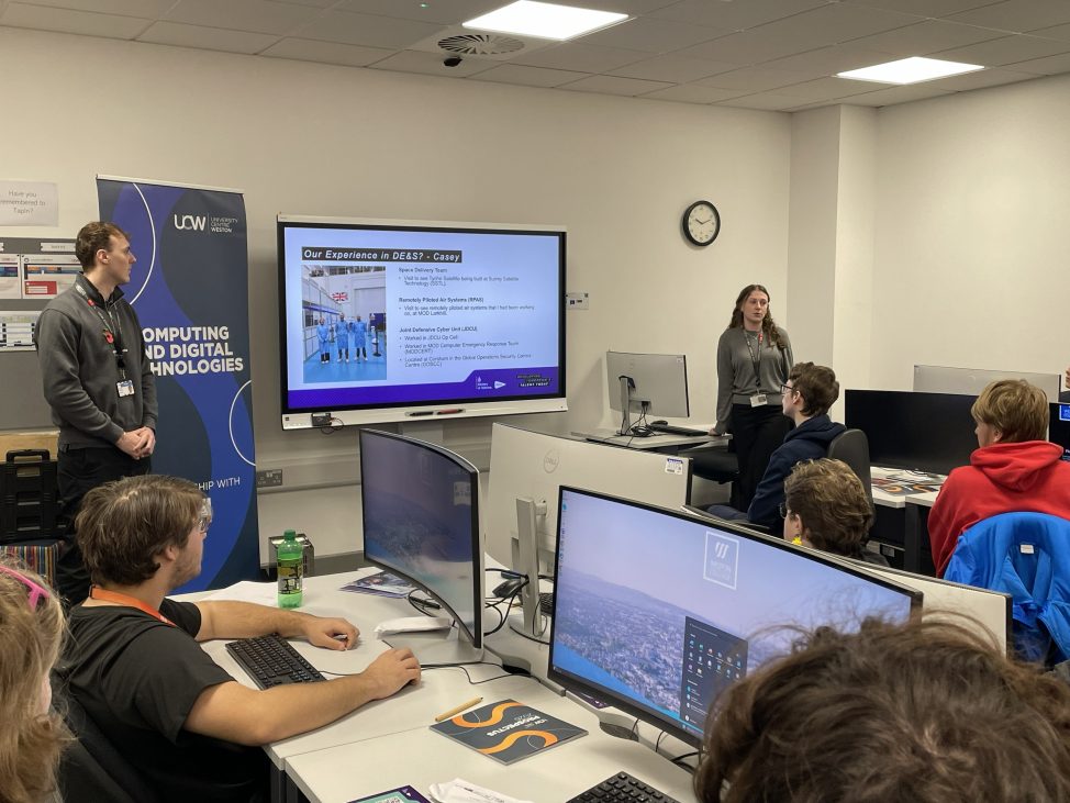 Charlie & Casey giving their talk to T Level learners