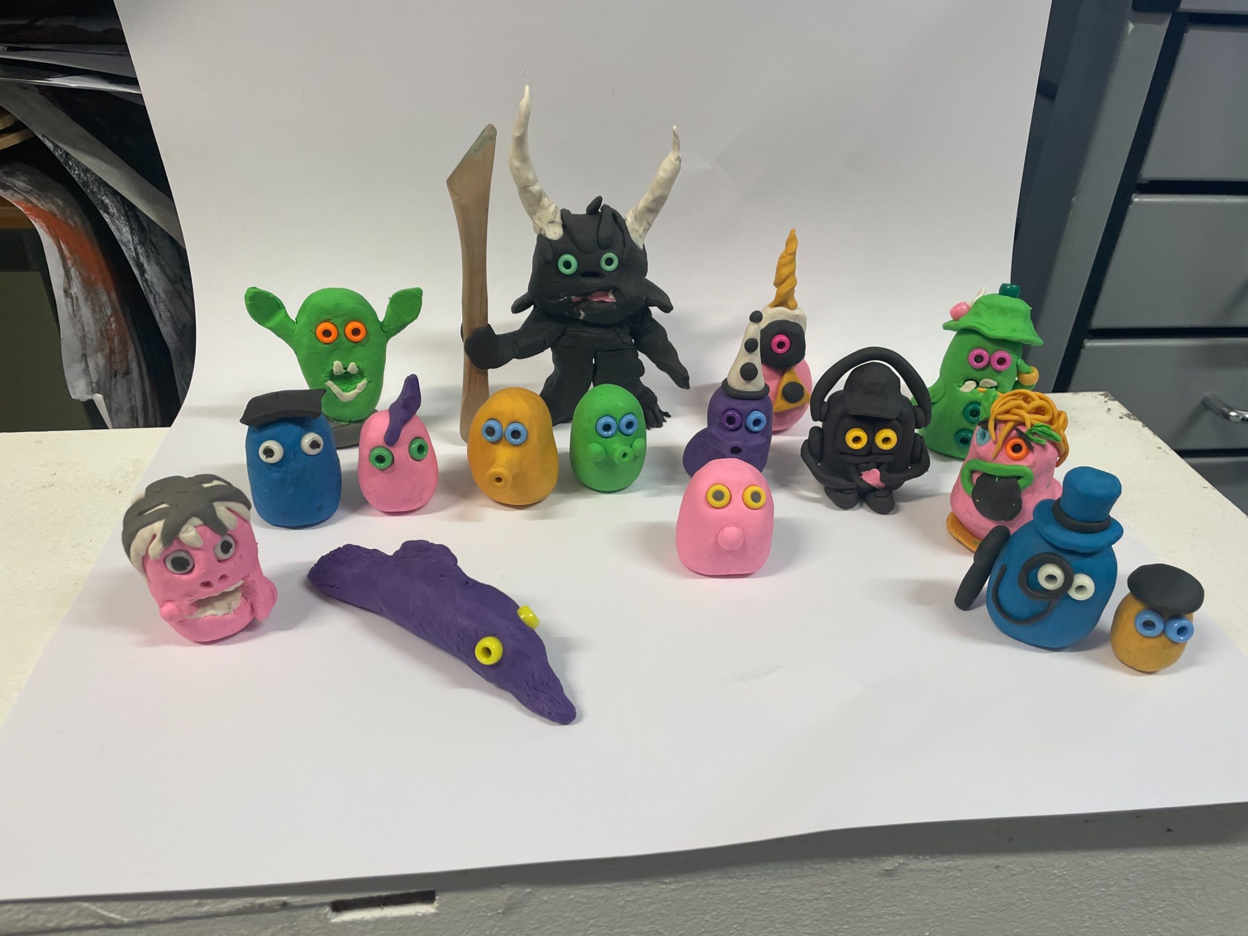 Plasticine models created by the students